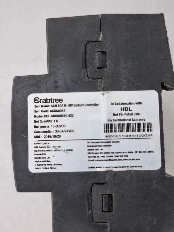CRABTREE HDL-MRDA0610.432 6CH 10A 0-10V BALLAST CONTROLLER 15-30VDC